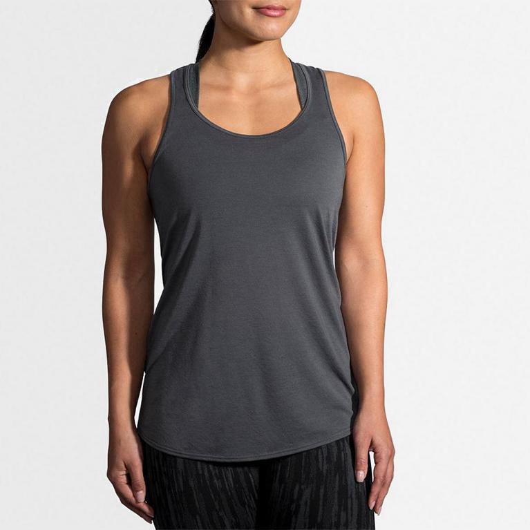 Brooks Distance Women's Running Tank Top UK Clearance - Grey (RLSZJ2345)